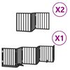 vidaXL Dog Gate with Door Foldable 12 Panels Black 600 cm Poplar Wood