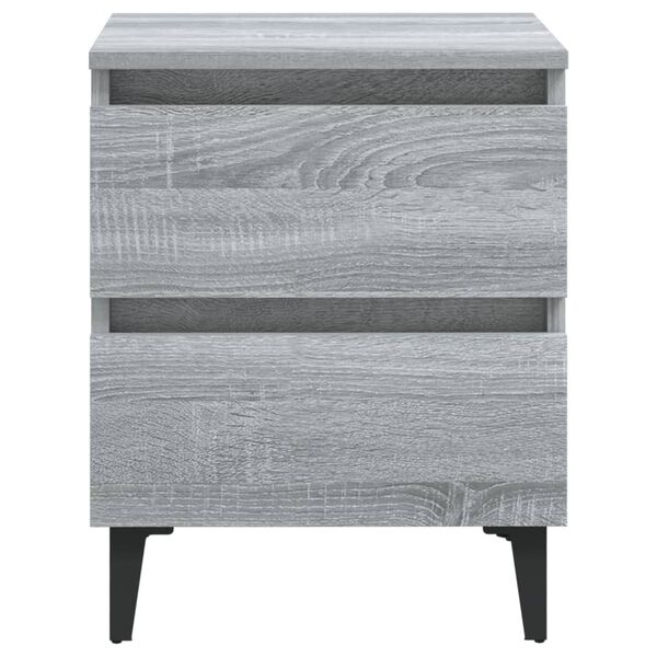vidaXL Bed Cabinets with Metal Legs 2 pcs Grey Sonoma 40x35x50 cm
