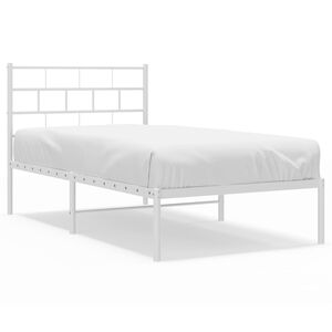 vidaXL Metal Bed Frame without Mattress with Headboard White 80x200cm
