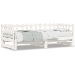 vidaXL Pull-out Day Bed without Mattress White 2x(90x190)cm Solid Wood