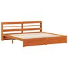 vidaXL Bed Frame with Headboard Wax Brown 200 x 200 cm Solid Pine Wood