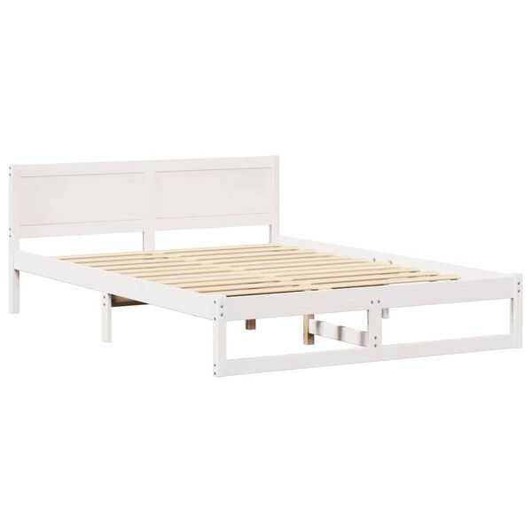 vidaXL Bed Frame with Headboard White 150 x 200 cm Solid Pine Wood