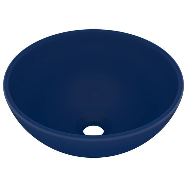vidaXL Luxury Bathroom Basin Round Matt Dark Blue 32.5x14 cm Ceramic