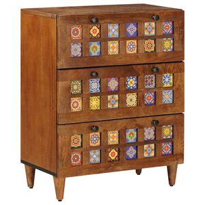 vidaXL Sideboard Walnut 60 x 33 x 75 cm Solid Mango Wood