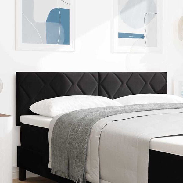 vidaXL Headboard Height Adjustable with Headboard Black 144 cm Velvet