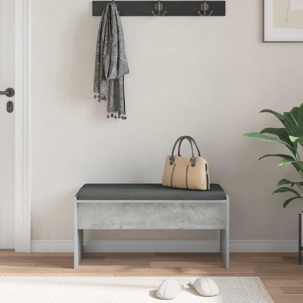 vidaXL Hall Bench with Cushion Concrete Grey 83 x 38 x 40 cm