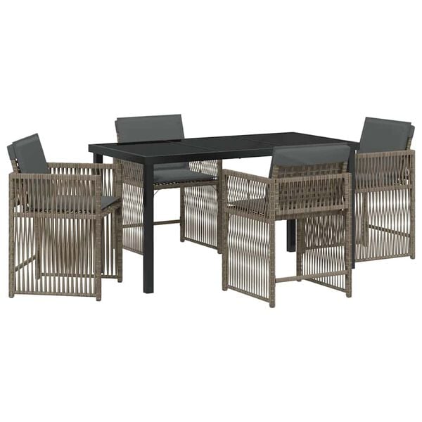 vidaXL Garden Dining Set 5 pcs Grey Poly Rattan
