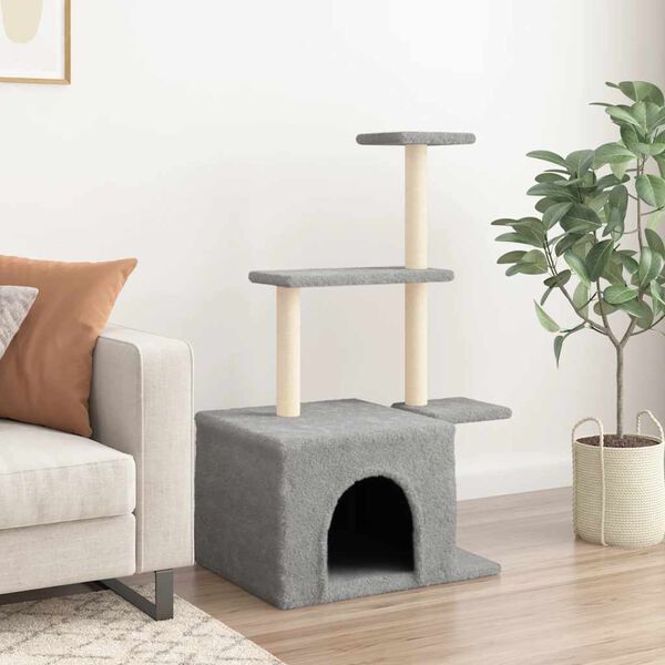 vidaXL Cat Tree with Sisal Scratching Posts Light Grey 110 cm