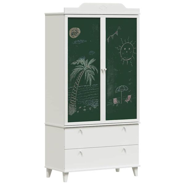 vidaXL Chalkboard Wardrobe with Drawer ROROS White 90 x 45 x 180 cm