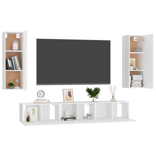 vidaXL 5 Piece TV Cabinet Set White Engineered Wood