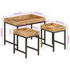 vidaXL Nesting Coffee Tables 3 pcs Solid Rough Mango Wood and Iron