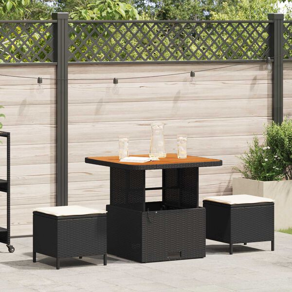 vidaXL Garden Dining Set Black Poly rattan