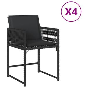 vidaXL Garden Chairs with Cushions 4 pcs Black Poly Rattan