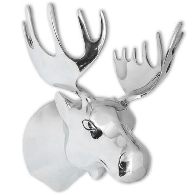 vidaXL Moose Head Decoration Wall-Mounted Aluminium Silver