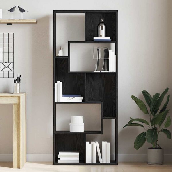 vidaXL Bookcase Black Oak 67x24x161 cm Engineered Wood