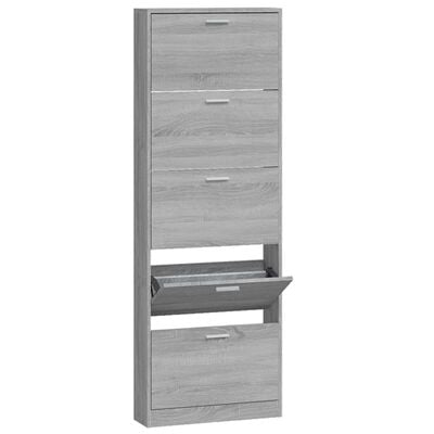 vidaXL Shoe Cabinet Grey Sonoma 59x17x169 cm Engineered Wood