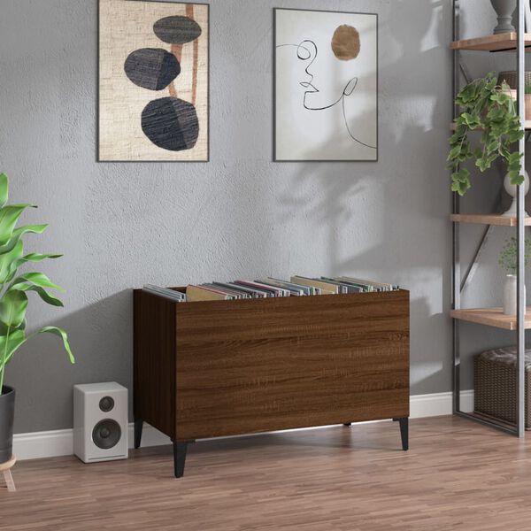 vidaXL Record Cabinet Brown Oak 74.5x38x48 cm Engineered Wood