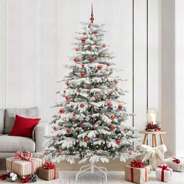 vidaXL Artificial Hinged Christmas Tree White 240 cm PE and PVC
