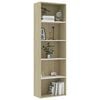 vidaXL 5-Tier Book Cabinet White and Sonoma Oak 60x30x189 cm Engineered Wood