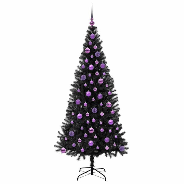 vidaXL Christmas Tree with 300 LEDs with Stand Black 180 cm PVC