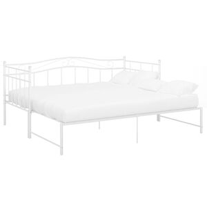 vidaXL Pull-out Sofa Bed Frame without Mattress White Metal 90x200 cm