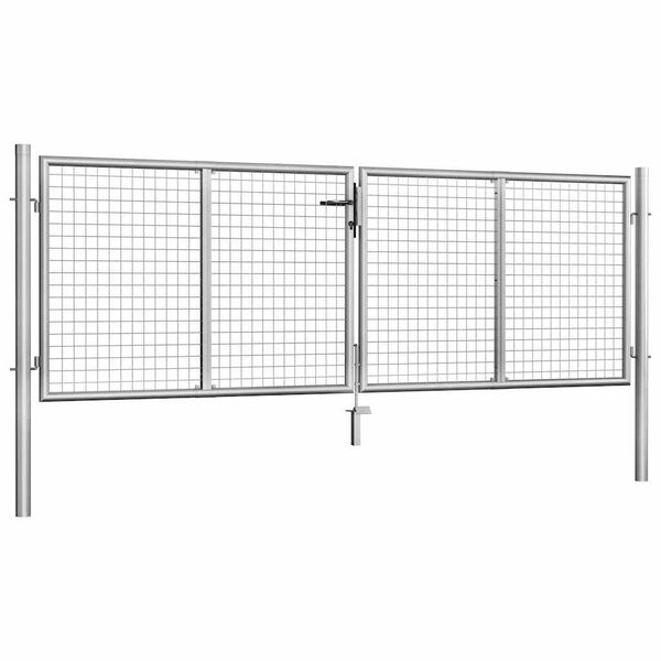 vidaXL Garden Gate Galvanised Steel 300x75 cm Silver