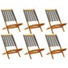 vidaXL Folding Chairs 6 pcs Grey Solid Wood Acacia