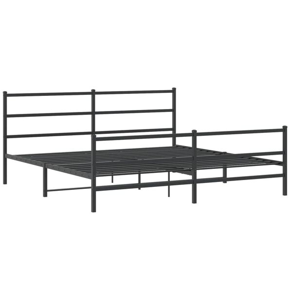 vidaXL Metal Bed Frame without Mattress with Footboard Black 183x213cm
