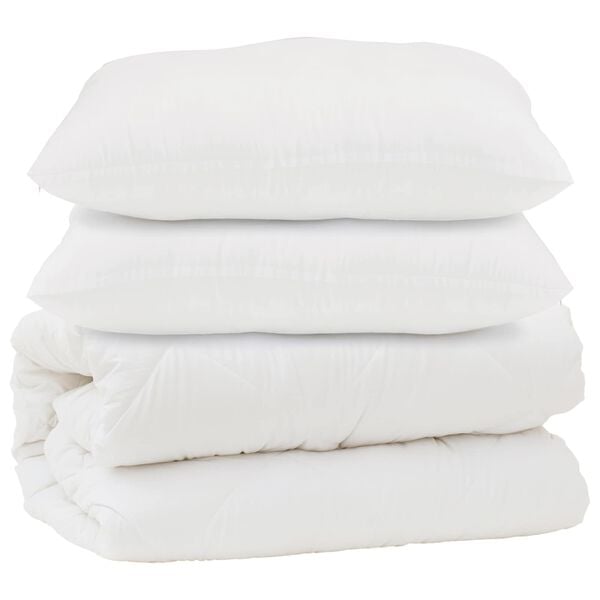 vidaXL Duvet with Pillow 3 pcs White Microfibre