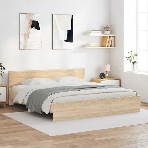 vidaXL Bed Frame without Mattress Sonoma Oak 200x200 cm