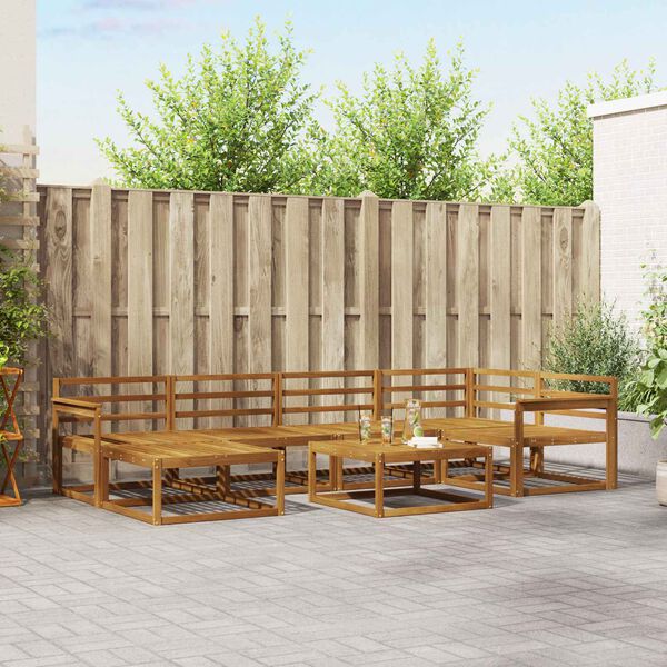 vidaXL Outdoor Sofa Set 7 pcs Natural Solid Acacia Wood