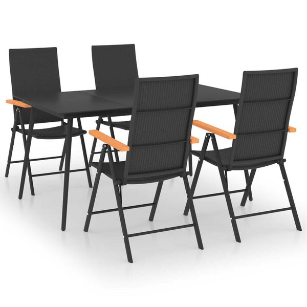 vidaXL 5 Piece Garden Dining Set Black and Brown