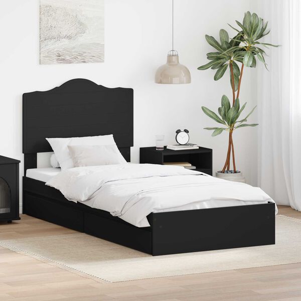vidaXL Storage Bed with Headboard Black 75 x 190 cm Engineered Wood