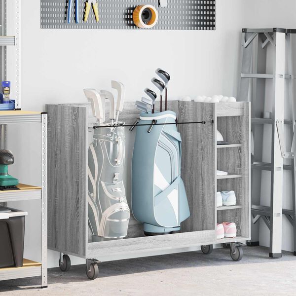 vidaXL Golf Cabinet with Wheel Plain Grey Sonoma 120 x 45 x 98 cm