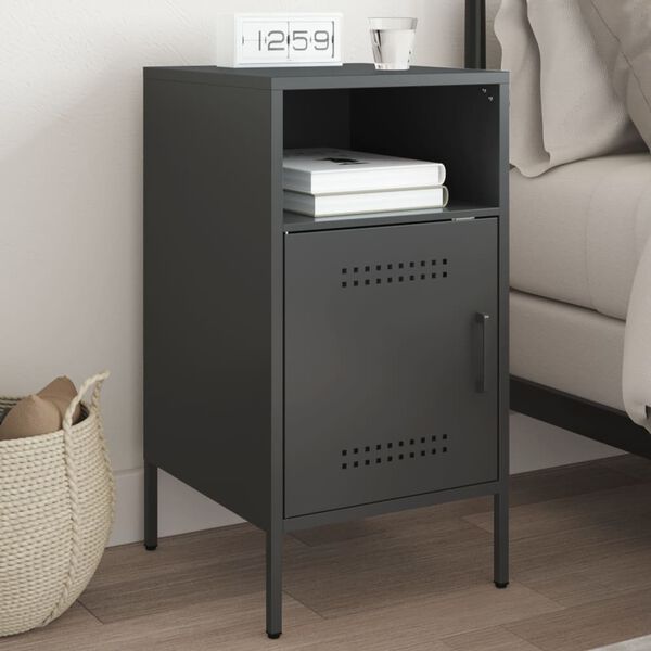 vidaXL Bedside Cabinet Black 36x39x68 cm Steel