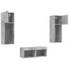 vidaXL 4 Piece TV Wall Cabinets with LED Lights Concrete Grey
