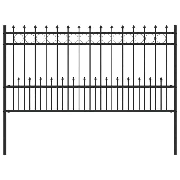 vidaXL Spike Ring Fence Black 200 x 150 cm Powder-Coated Steel