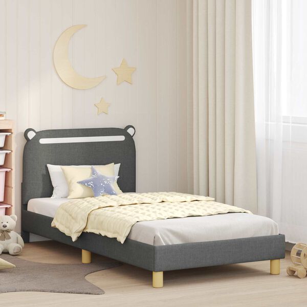 vidaXL Children's Bed Frame with Headboard Dark Grey 90 x 190 cm