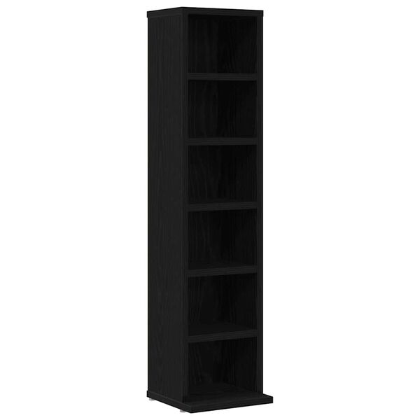 vidaXL CD Cabinet Black Oak 21x20x88 cm Engineered Wood