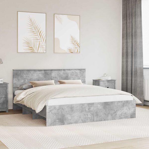 vidaXL Bed Frame Concrete Grey 200 x 200 cm Engineered Wood
