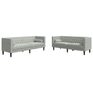 vidaXL Living Room Couch 2 pcs Light Grey Velvet