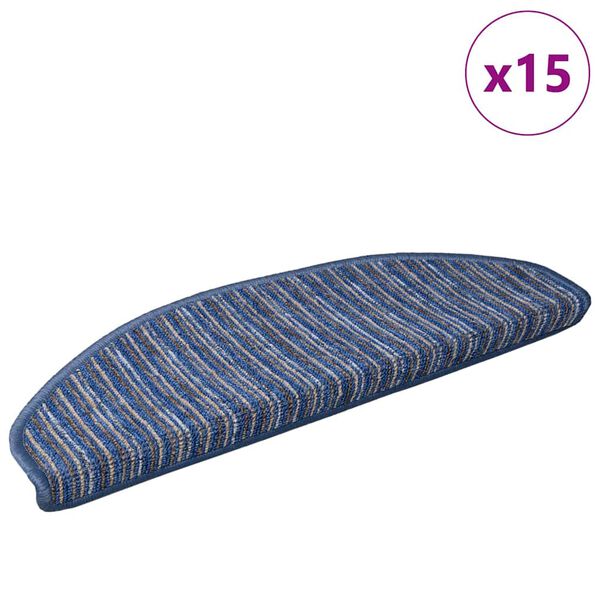 vidaXL Self-adhesive Stair Mats 15 pcs Blue 65 x 21 x 4 cm