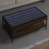 vidaXL Coffee Table with Infinity LED Brown Oak 90x50x38 cm