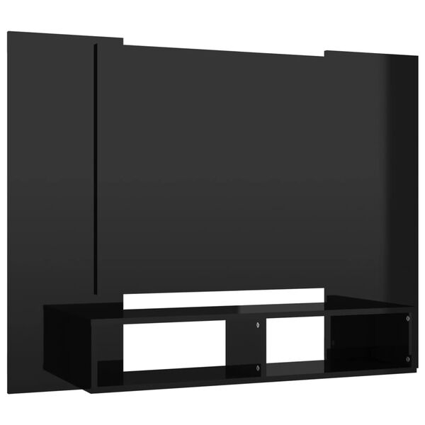 vidaXL Wall TV Cabinet High Gloss Black 120x23.5x90 cm Engineered Wood