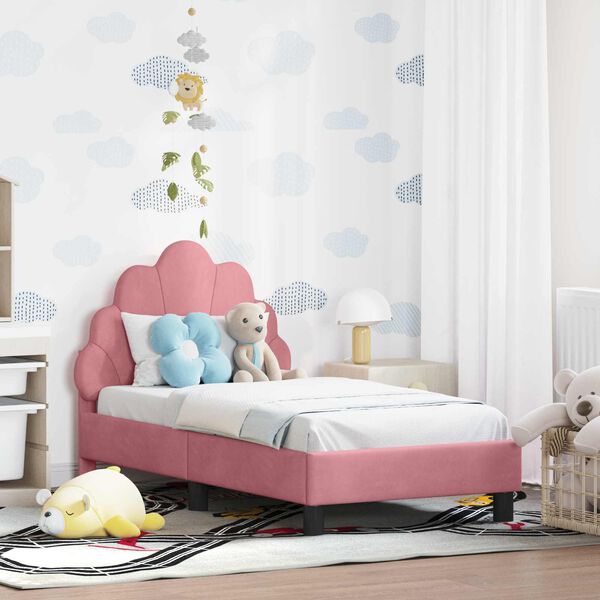 vidaXL Toddler Bed Frame with Headboard Pink 70 x 140 cm Velvet