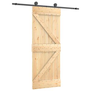 vidaXL Sliding Door Natural and Black 85 x 210 cm Solid Pine Wood