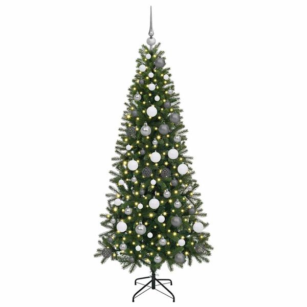 vidaXL Artificial Christmas Tree with 300 LEDs Green 180 cm PE and PVC