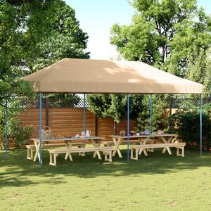 vidaXL Party Tent Beige with Blue Frame Oxford Fabric
