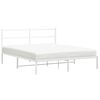 vidaXL Metal Bed Frame without Mattress with Headboard White 160x200cm