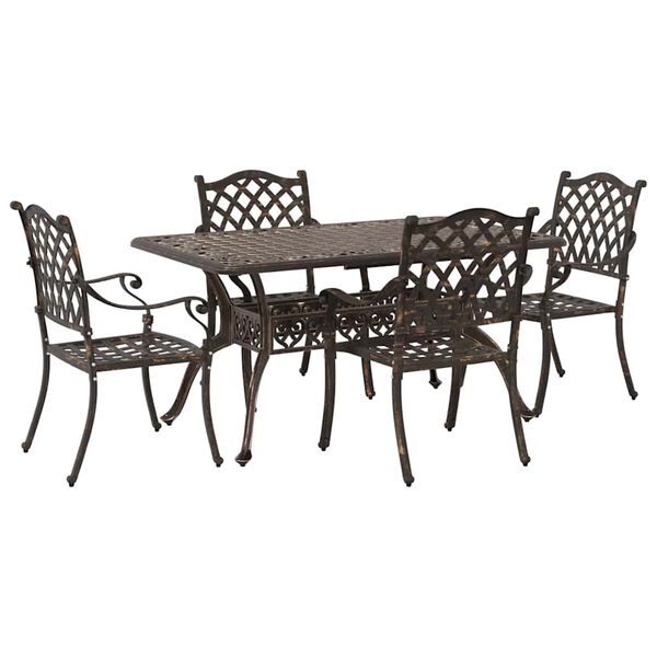 vidaXL Garden Dining Set 5 pcs Bronze Aluminium